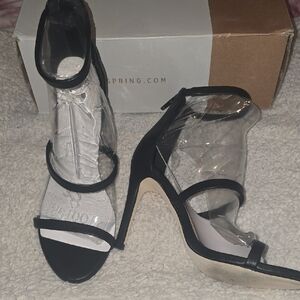 Call It Spring Black Strappy 4 Inch Heels